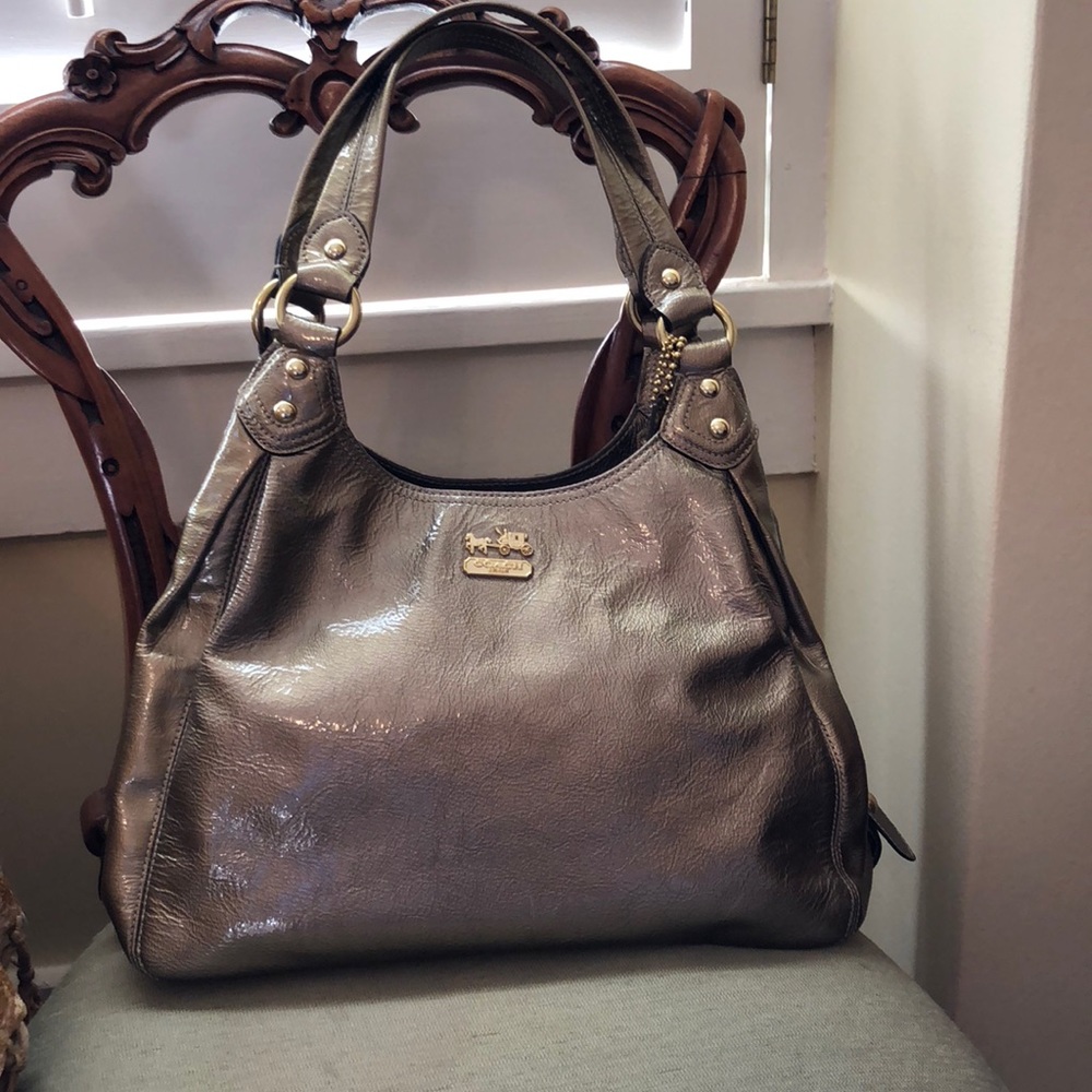 Metallic gold/bronze coach shoulder bag